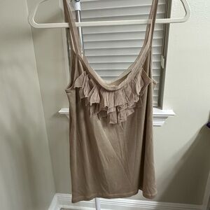 J. Crew Tan Ruffle Camisole, Large